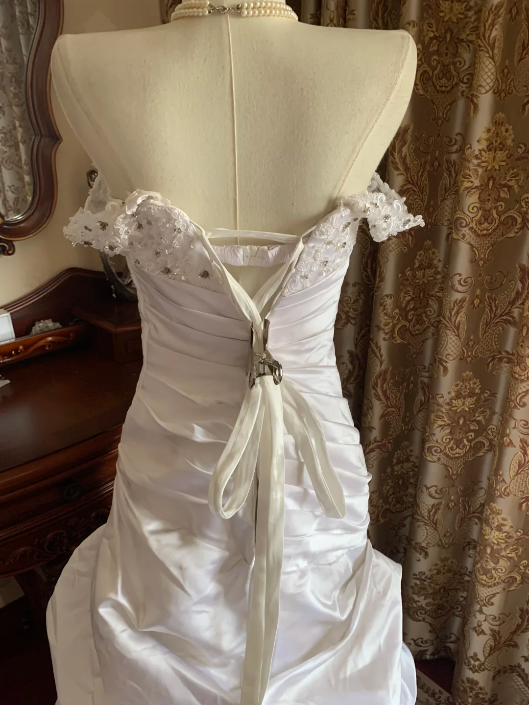 White Spaghetti Strap Waist-Cinched Slim Elegant Vintage Long Prom Dress, Graduation Gown, Wedding Dress gh7244