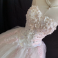 Blush Pink Floral Strapless Romantic Gown, Cinched Waist & Voluminous Princess Skirt, Wedding Dress & Bridal Gown gh8228