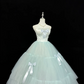 Satin Strapless Light Green Voluminous Skirt Long Romantic Dress, Wedding Gown gh7839