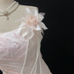 Blush Pink Strapless Long Romantic Gown, Floral Embroidery, Cinched Waist & Slim Bodycon Fit, Wedding Dress & Bridal Gown gh8143