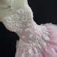 Pink Strapless Romantic Dress With Lace, Cinched Waist, Voluminous Elegant Vintage Skirt, Wedding Gown gh8098