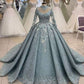 Blue retro elegant gorgeous exquisite beaded complex embroidery applique long Heavy Industry Customization ball gown evening dress noble wedding dress gh3164