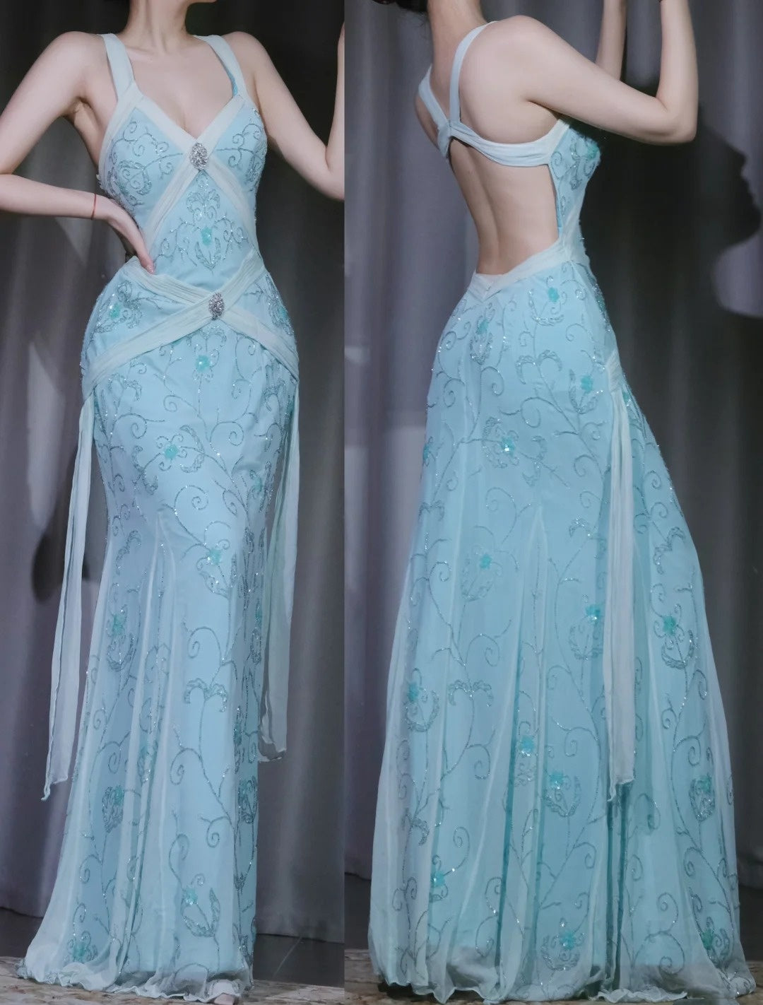 Neues modisches Retro-Abendkleid, romantisches Kleid, Date-Kleid, langes Partykleid gh6520