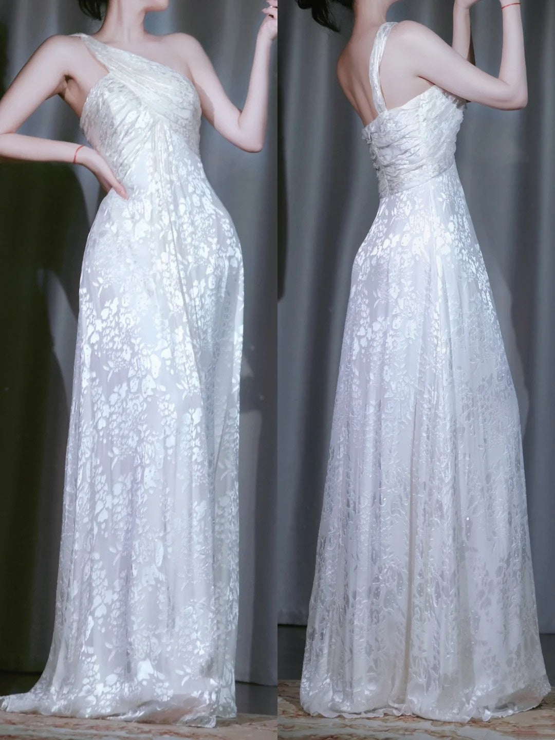 girlhomeshops-White One Shoulder Fashionable Retro Pure Long and Evening Dress Prom Dress gh5909