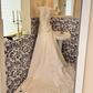 White Strapless Beaded Waist-Cinched Bodycon Sexy Vintage Romantic Dress, Wedding Gown gh7527