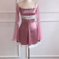 Dark Pink Vintage Lace Sweet Short Satin 8th Grade Homecoming Dress Party Dress gh4891