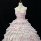 Blush Pink Strapless Romantic Gown Embellished with Rhinestones, Cinched Waist, Fluffy Tiered Skirt, Wedding Dress & Bridal Gown gh8184