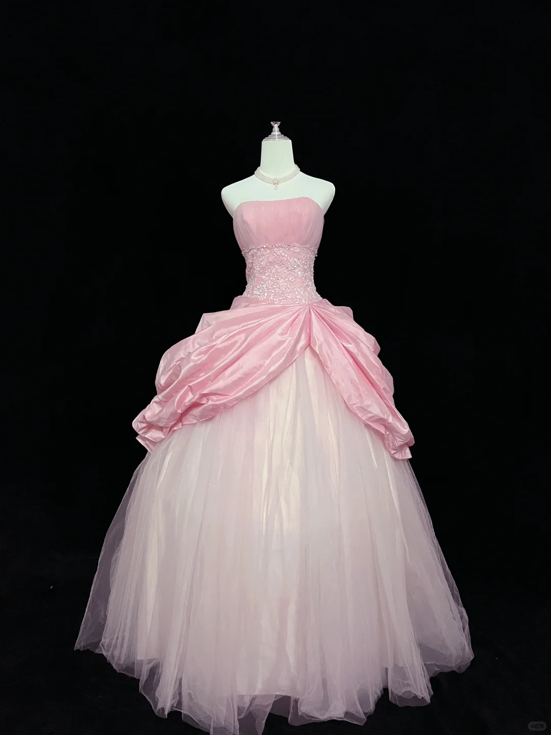 Blush Pink Strapless Cinched Waist Voluminous Princess Skirt Vintage Luxury Romantic Dress, Wedding Gown gh8060