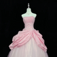 Blush Pink Strapless Cinched Waist Voluminous Princess Skirt Vintage Luxury Romantic Dress, Wedding Gown gh8060