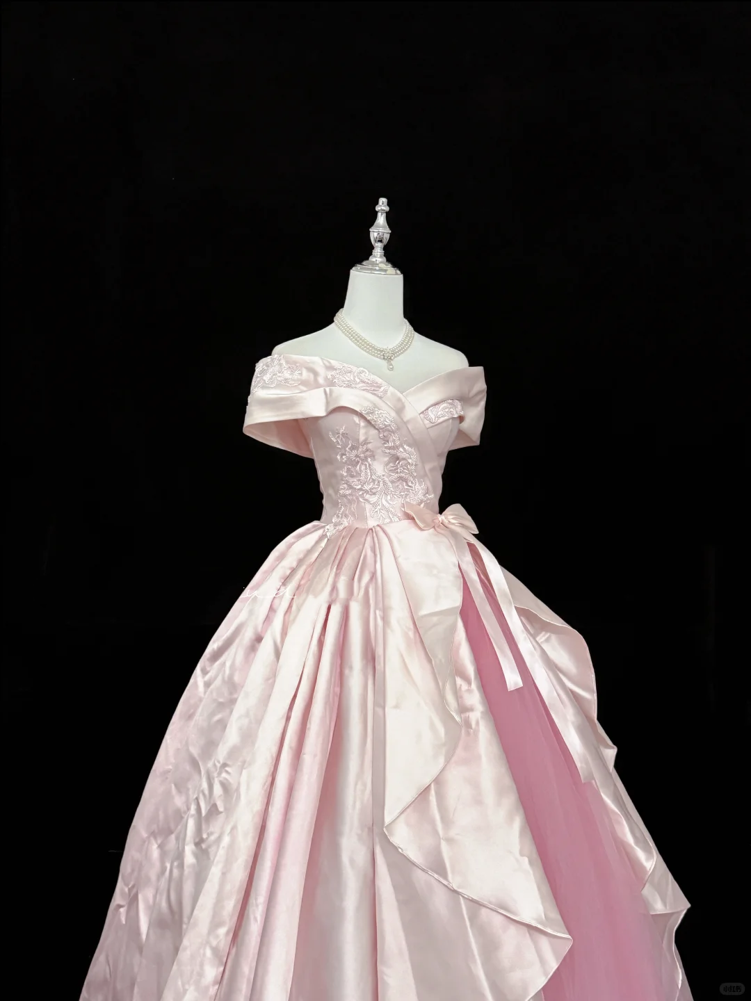 Blush Pink Satin Cinched Waist Elegant Luxury Voluminous Skirt Long Romantic Dress, Wedding Gown gh7876