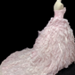 Blush Pink Strapless Romantic Gown Embellished with Rhinestones, Cinched Waist, Fluffy Tiered Skirt, Wedding Dress & Bridal Gown gh8184
