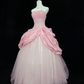 Blush Pink Strapless Cinched Waist Voluminous Princess Skirt Vintage Luxury Romantic Dress, Wedding Gown gh8060