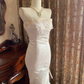 White Strapless Waist-Cinched Slim Mermaid Elegant Prom Dress, Graduation Gown, Wedding Dress gh7245