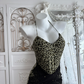 Black & White Leopard Print Spaghetti Straps Fitted Waist Sexy Prom Gown & Evening Gown gh7356