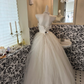 Ivory Strapless Waist-Cinched Voluminous Princess Skirt Long Romantic Dress, Wedding Gown gh7720