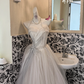 Ivory Strapless Waist-Cinched Full Flared Minimalist Elegant Romantic Dress, Wedding Gown gh7521