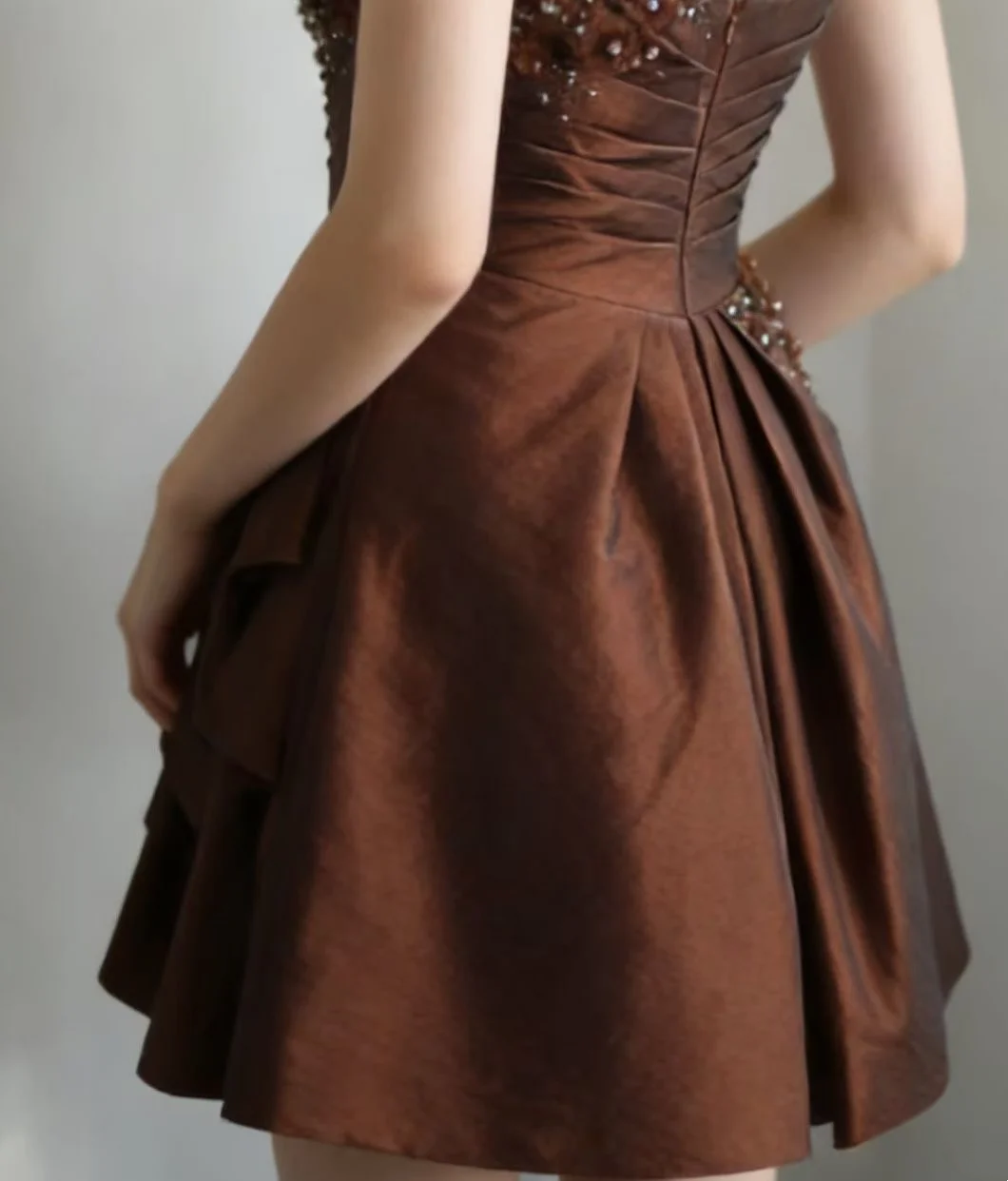 Brown Slim Waist Retro Sexy Halter Dress, Evening Party Gown gh7130