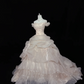 Blush Pink Off-the-Shoulder Voluminous Princess Skirt Long Vintage Romantic Dress, Wedding Gown gh8011