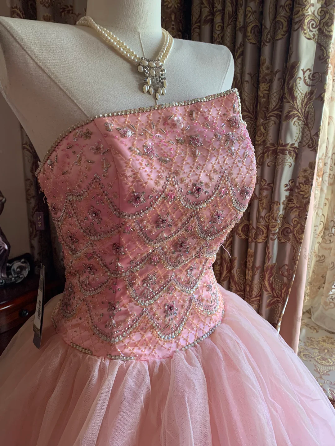Light Pink Strapless Fitted Waist Voluminous Skirt Prom Gown, Birthday Party Dress gh7276