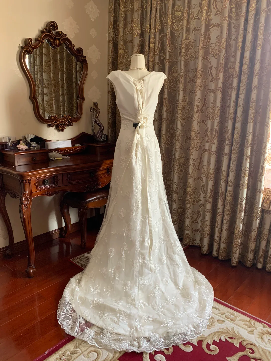 White Waist-Cinched Elegant Vintage Prom Dress, Wedding Gown gh7246