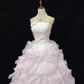 Blush Pink Strapless Cinched Waist Voluminous Wavy Princess Skirt Romantic Dress, Wedding Gown gh8061