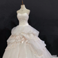 Off-White Strapless Long Elegant Romantic Gown With Voluminous Princess Skirt, Wedding Dress & Bridal Gown gh8230