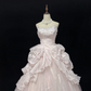 Blush Pink Spaghetti Strap Romantic Dress with Rhinestones, Cinched Waist, Voluminous Princess Skirt, Wedding Gown gh8100