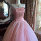 Light Pink Strapless Fitted Waist Voluminous Skirt Prom Gown, Birthday Party Dress gh7276