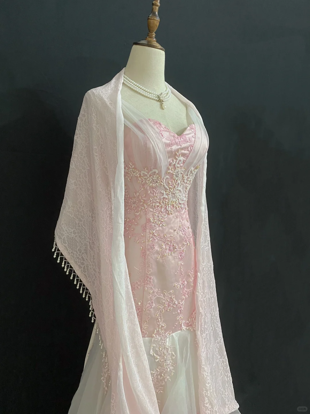 Blush Pink Embroidered Long Sexy Romantic Gown with Fitted Waist and Bodycon Cut, Wedding Dress & Bridal Gown gh8326
