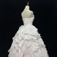 Blush Pink Spaghetti Strap Romantic Dress with Rhinestones, Cinched Waist, Voluminous Princess Skirt, Wedding Gown gh8100