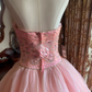 Light Pink Strapless Fitted Waist Voluminous Skirt Prom Gown, Birthday Party Dress gh7276