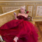 Pink Fashion Unique Rose Lace Neckline Long A-Line long Satin Prom Dress Evening Gown Party Dress gh3340