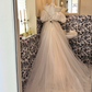 Ivory Spaghetti Strap Off-the-Shoulder Soft Neckline Waist-Cinched Voluminous Skirt Long Romantic Dress, Wedding Gown gh7724