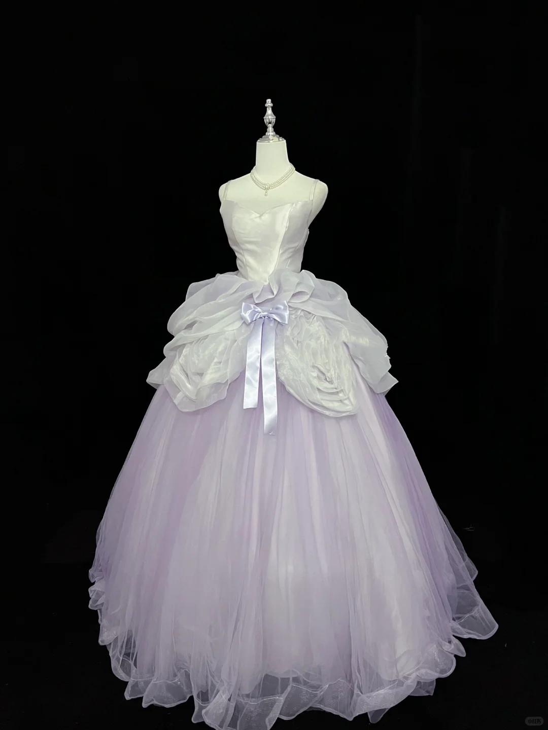 Lavender Spaghetti Strap Cinched Waist Voluminous Skirt Long Romantic Dress, Wedding Gown gh7926