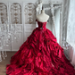 Red Strapless Gown with Fitted Waist and Puffy Skirt, Suitable for Prom, Evening Party and Wedding gh7358