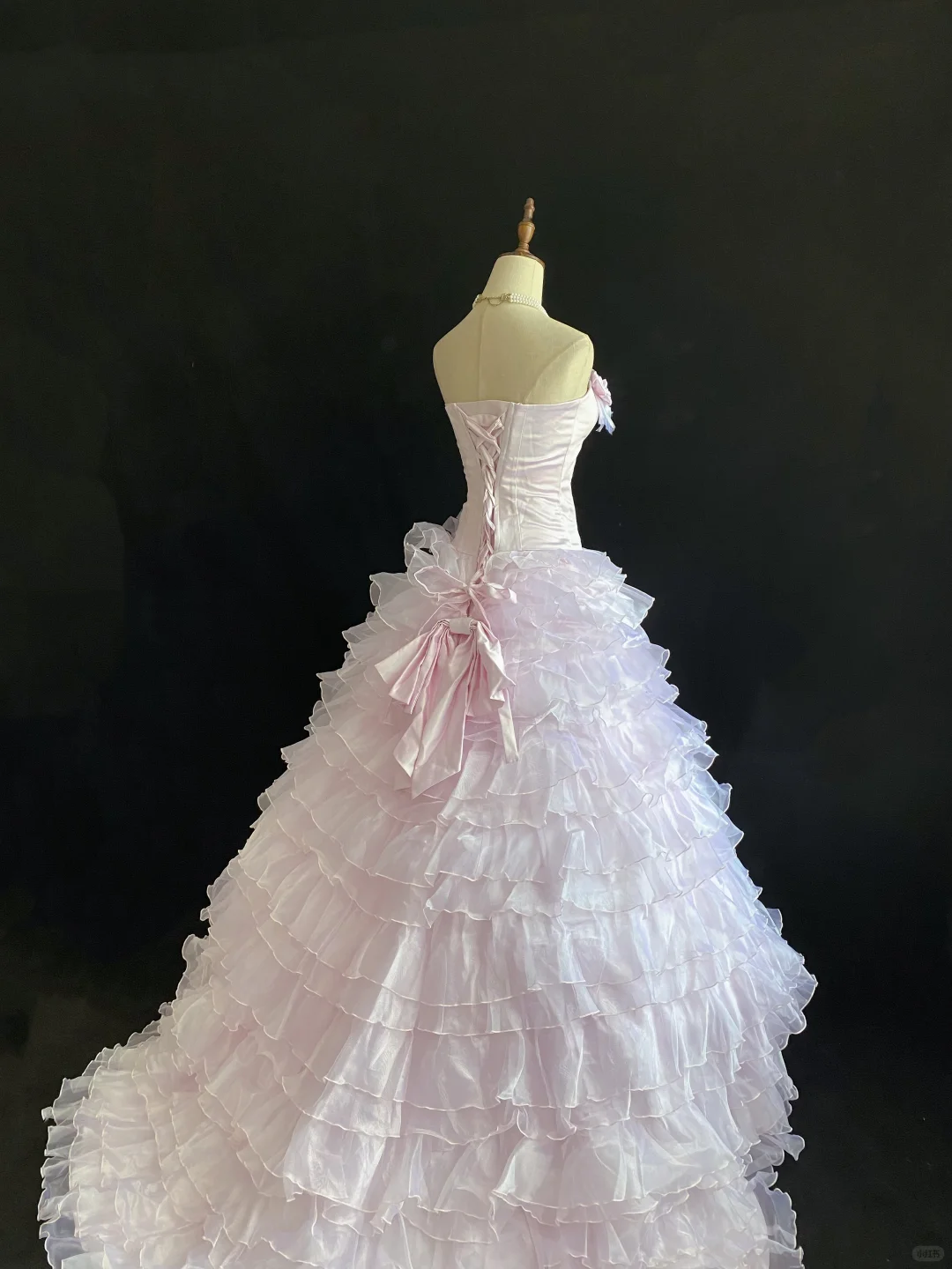 Blush Pink Satin Strapless Long Luxury Romantic Gown, Cinched Waist, Fluffy Chiffon Tiered Skirt, Wedding Dress & Bridal Gown gh8146
