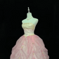 Light Apricot Spaghetti Straps Cinched Waist Blush Pink Voluminous Princess Skirt Romantic Dress, Wedding Gown gh8062