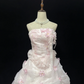 Blush Pink Strapless Vintage Luxury Romantic Gown With Floral Appliqués, Cinched Waist, Voluminous Tiered Skirt, Wedding Dress & Bridal Gown gh8101
