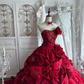 Red Strapless Gown with Fitted Waist and Puffy Skirt, Suitable for Prom, Evening Party and Wedding gh7358