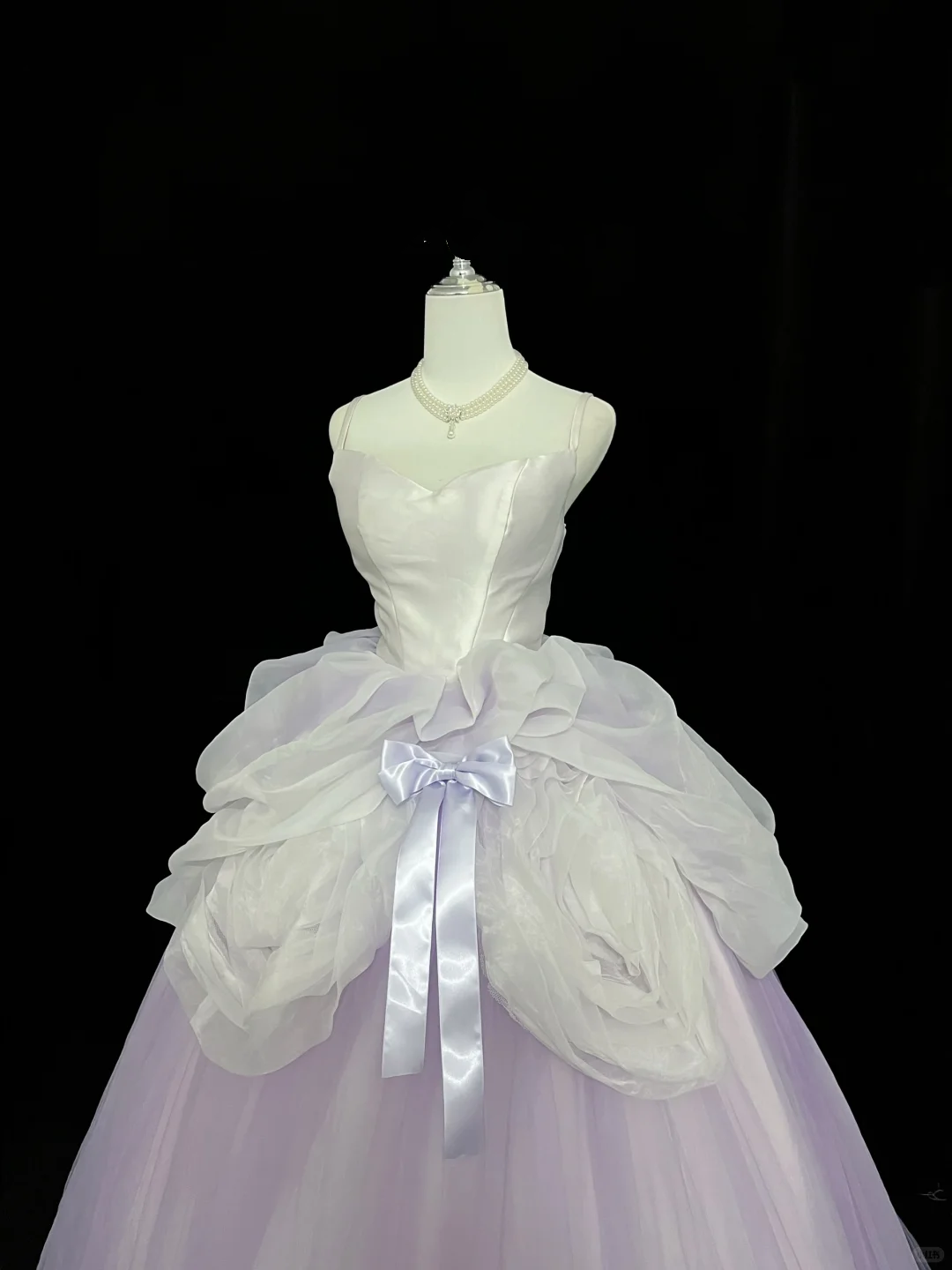 Lavender Spaghetti Strap Cinched Waist Voluminous Skirt Long Romantic Dress, Wedding Gown gh7926
