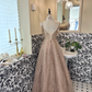 Light Pink Spaghetti Strap Waist-Cinched Full Flared Skirt Luxury Romantic Dress, Wedding Gown gh7667