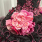 Schwarz Rosa Blumen Maximalismus Langes Tüll Ballkleid 16. Geburtstagskleid Quinceanera Kleid gh4739