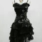 girlhomeshops--Blue/Black Delicate Floral Beaded Short Ruffled Tulle Homecoming Dress gh5635