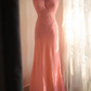 Pink Halter Waist-Fitted Retro Elegant Ball Gown, Evening Party Dress gh7132