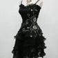 girlhomeshops--Blue/Black Delicate Floral Beaded Short Ruffled Tulle Homecoming Dress gh5635