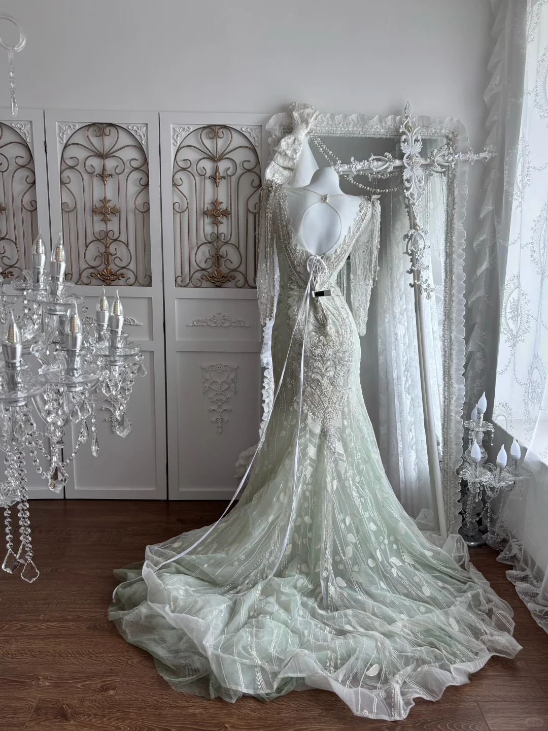 Light Green Square Neck Waist-Cinched Bodycon Mermaid Skirt Prom Gown, Evening Gown & Bridal Wedding Gown gh7359