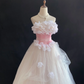 Blush Pink Strapless Romantic Gown with Floral Details, Cinched Waist & Elegant Flowy Fairy Skirt, Wedding Dress & Bridal Gown gh8147