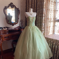 Light Green Strapless Sequin Waist-Cinched Voluminous Skirt Prom Gown, Evening Party Dress, Birthday Ball Gown gh7278