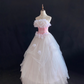Blush Pink Strapless Romantic Gown with Floral Details, Cinched Waist & Elegant Flowy Fairy Skirt, Wedding Dress & Bridal Gown gh8147