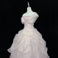 Blush Pink Vintage Neckline Cinched Waist Bow Voluminous Princess Skirt Romantic Dress, Wedding Gown gh8063